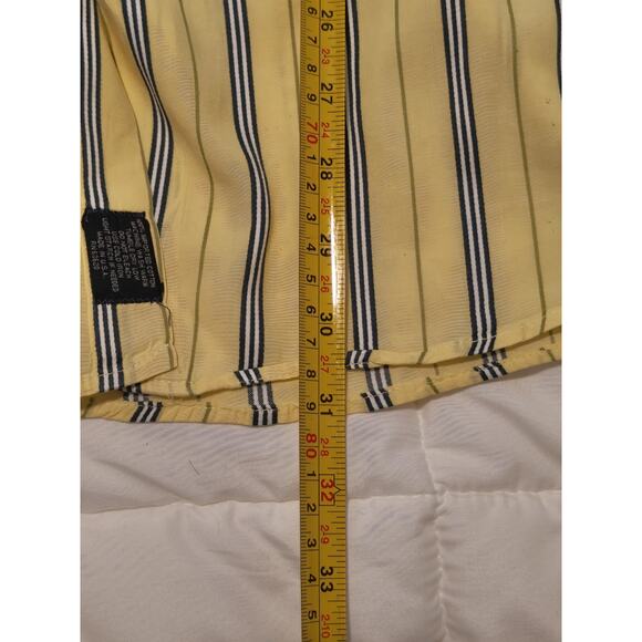 Burberry London Men’s XL Shirt Yellow Blue Stripe Button-Up Made in USA Luxury - Picture 9 of 12